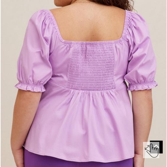 Disney Tangled Rupunzel Peplum Stretch Poplin Blouse - Picture 2 of 6